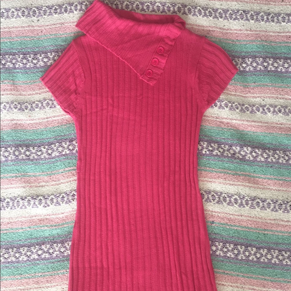 Pink Sweater Dress Chunky Button Collar